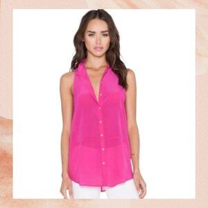 Bella Luxx Fuchsia Silk Sleeveless Blouse